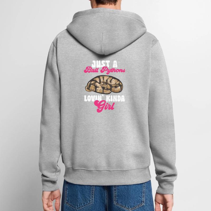 Ball Python Schlange Königspython Unisex Premium Bio Zip Hoodie