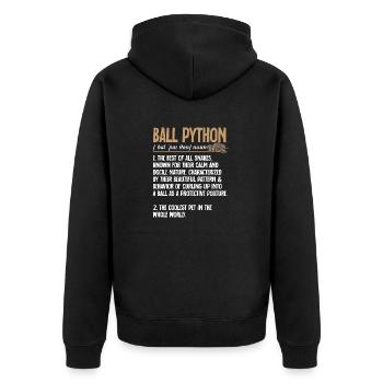 Ball Python Snake King Python - Unisex Premium Organic Zip Hoodie - black - Back - Nico (187cm)