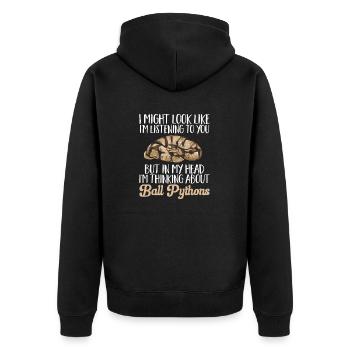 Ball Python Schlange Königspython - Unisex Premium Bio Zip Hoodie - Schwarz - Hinten - Nico (187cm)