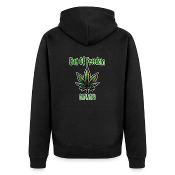 Hanf, Cannabis, Gras, Babak, Bobaz - Unisex Premium Bio Zip Hoodie - Schwarz - Hinten - Nico (187cm)