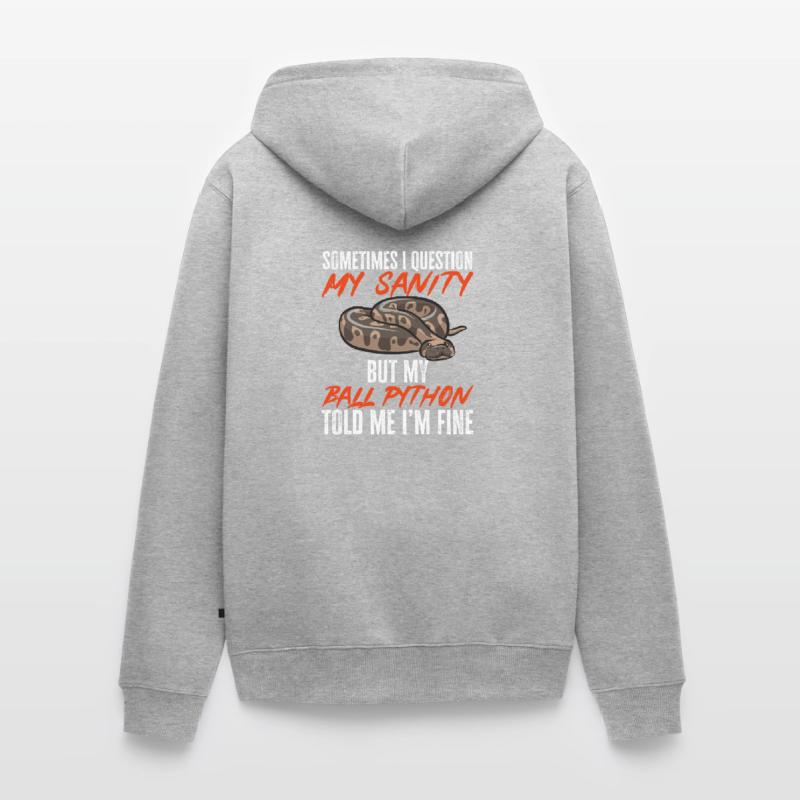 Ball Python Schlange Königspython Unisex Premium Bio Zip Hoodie