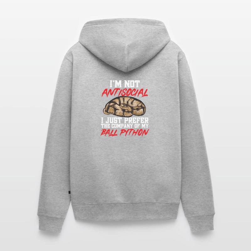 Ball Python Schlange Königspython Unisex Premium Bio Zip Hoodie