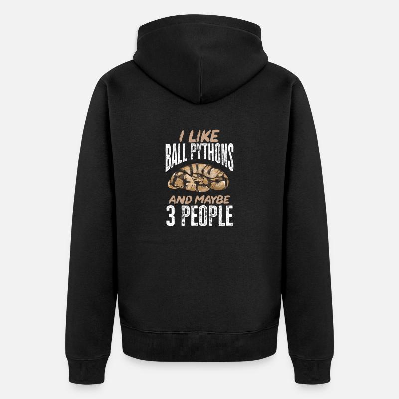 Ball Python Schlange Königspython - Unisex Premium Bio Zip Hoodie - Schwarz