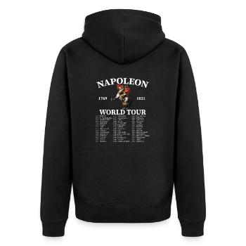 Napoleon Weltreise - Unisex Premium Bio Zip Hoodie - Schwarz - Hinten - Nico (187cm)