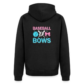 Baseball oder Bögen Geschlecht enthüllen Lustiges Baby - Unisex Premium Bio Zip Hoodie - Schwarz - Hinten - Nico (187cm)
