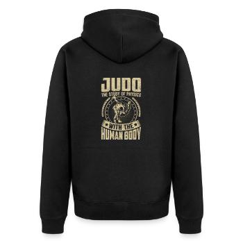 Judo-Training Japanische Männer Frauen Lustiges Judo - Unisex Premium Bio Zip Hoodie - Schwarz - Hinten - Nico (187cm)