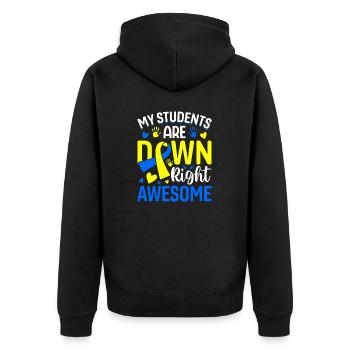 Enseignants de sensibilisation au syndrome de Down Bleu et Jaune - Veste à capuche bio Premium Unisexe - noir - Dos - Nico (187cm)