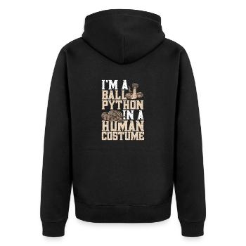 Ball Python Snake King Python - Unisex Premium Organic Zip Hoodie - black - Back - Nico (187cm)