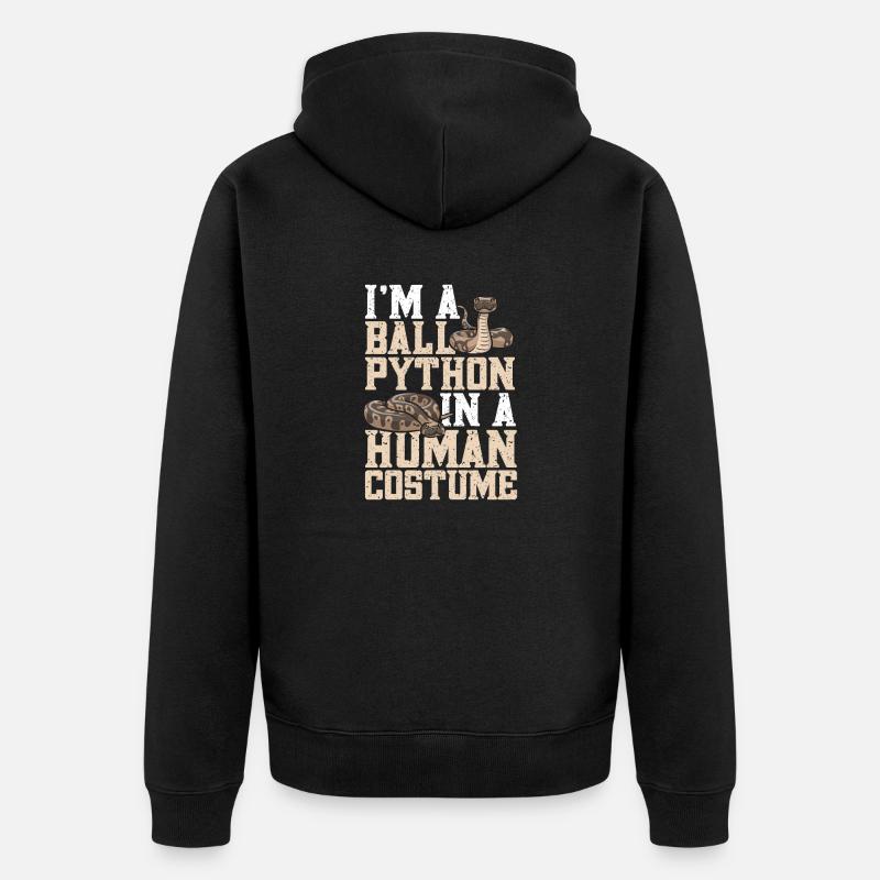 Ball Python Schlange Königspython - Unisex Premium Bio Zip Hoodie - Schwarz