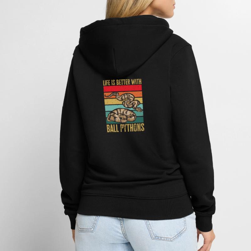 Ball Python Schlange Königspython Unisex Premium Bio Zip Hoodie