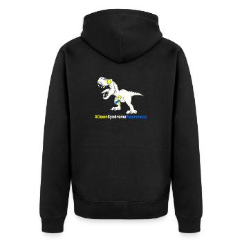 Sensibilisation au syndrome de Down Dinosaure bleu et jaune - Veste à capuche bio Premium Unisexe - noir - Dos - Nico (187cm)