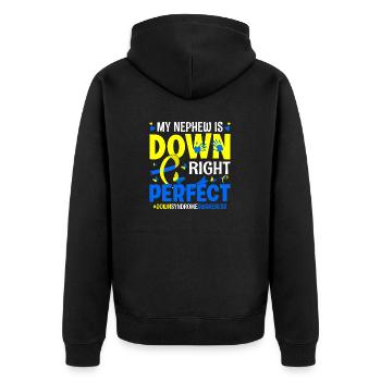 Mon neveu est carrément atteint du syndrome de Down parfait - Veste à capuche bio Premium Unisexe - noir - Dos - Nico (187cm)
