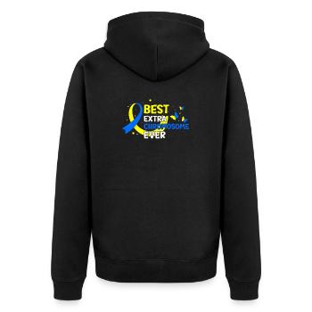 Bestes Extra-Chromosom aller Zeiten Down-Syndrom - Unisex Premium Bio Zip Hoodie - Schwarz - Hinten - Nico (187cm)