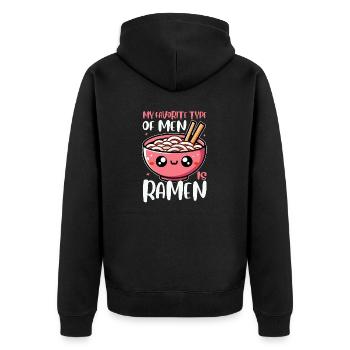 My Favorite Type Of Men Is Ramen Funny Bowl Noodle - Unisex Premium Organic Zip Hoodie - black - Back - Nico (187cm)