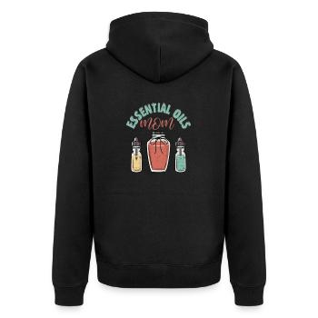 Essential Oils Mom Natural Healing Essential Oil - Unisex Premium Organic Zip Hoodie - black - Back - Nico (187cm)