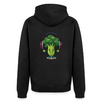 Bubatz - DJ - Musik - Legalize it - Brokkoli - Unisex Premium Bio Zip Hoodie - Schwarz - Hinten - Nico (187cm)