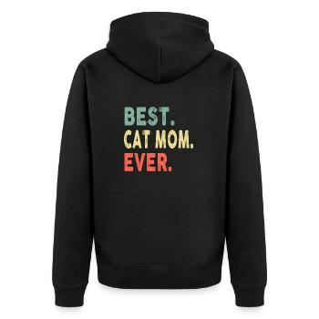 Best Cat Mom Ever Cool Mommy Funny Vintage - Unisex Premium Organic Zip Hoodie - black - Back - Nico (187cm)
