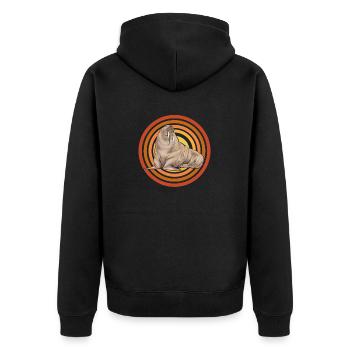 Walross - Unisex Premium Bio Zip Hoodie - Schwarz - Hinten - Nico (187cm)
