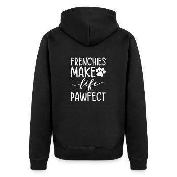 Frenchies Make Life Pawfect French Bulldog Owner - Unisex Premium Organic Zip Hoodie - black - Back - Nico (187cm)