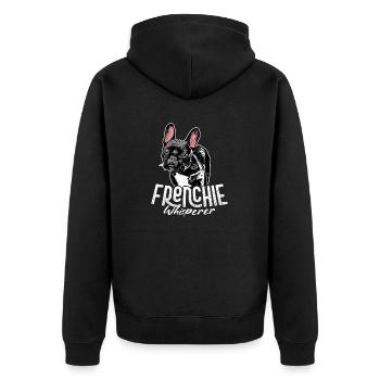 Frenchie Whisperer Owner French Bulldog - Unisex Premium Bio Zip Hoodie - Schwarz - Hinten - Nico (187cm)