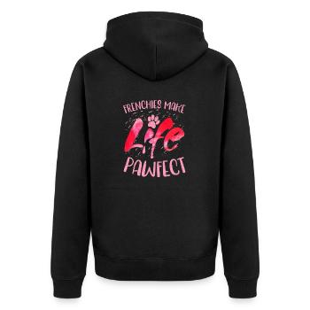Frenchies Make Life Pawfect Owner French Bulldog - Unisex Premium Organic Zip Hoodie - black - Back - Nico (187cm)