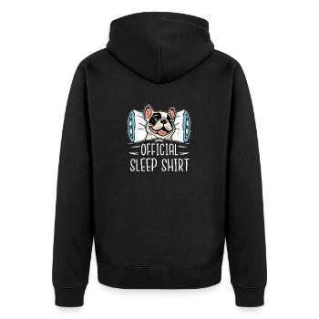 Offical Sleeping Shirt Dog Owner French Bulldog - Unisex Premium Bio Zip Hoodie - Schwarz - Hinten - Nico (187cm)