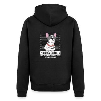 Personal Stalker I Will Follow French Bulldog Dog - Unisex Premium Bio Zip Hoodie - Schwarz - Hinten - Nico (187cm)