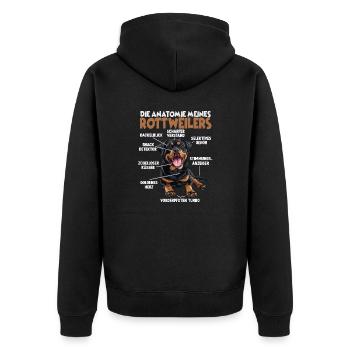 Rottweiler Hundehalter T Gassi Hunde Rottweiler - Unisex Premium Bio Zip Hoodie - Schwarz - Hinten - Nico (187cm)