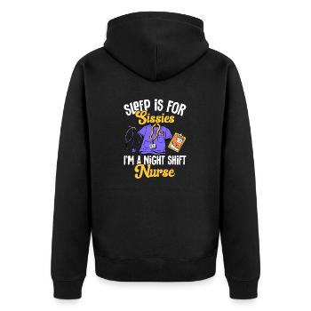Night Shift Nurse - Unisex Premium Organic Zip Hoodie - black - Back - Nico (187cm)