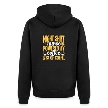 Night Shift Nurse - Unisex Premium Organic Zip Hoodie - black - Back - Nico (187cm)