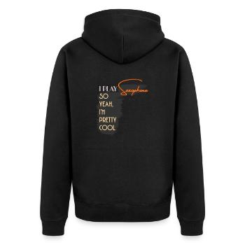 I Play Saxophone So Yeah I'm Pretty Cool - Unisex Premium Organic Zip Hoodie - black - Back - Nico (187cm)