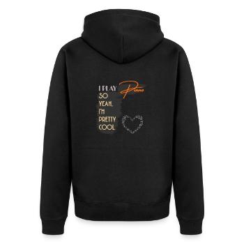 I Play Piano So Yeah I'm Pretty Cool - Unisex Premium Organic Zip Hoodie - black - Back - Nico (187cm)