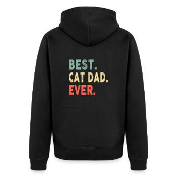 Best Cat Dad Ever Cool Daddy Funny Vintage - Unisex Premium Organic Zip Hoodie - black - Back - Nico (187cm)