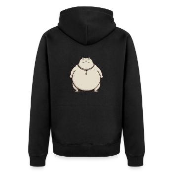 Big Thick Sumo Toad Frog, Sumo Wrestler - Unisex Premium Organic Zip Hoodie - black - Back - Nico (187cm)