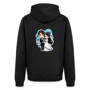just married - pour mariage - Veste à capuche bio Premium Unisexe - noir - Dos - Nico (187cm)