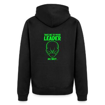 Take Me To You Leader No Wait Funny UFO Space Pun - Unisex Premium Organic Zip Hoodie - black - Back - Nico (187cm)