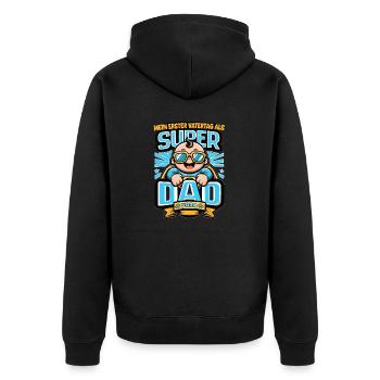Mein Erster Vatertag als Super Dad 2024 - Unisex Premium Bio Zip Hoodie - Schwarz - Hinten - Nico (187cm)