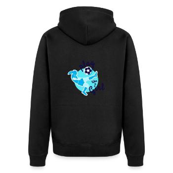 Frauenfußball - Unisex Premium Bio Zip Hoodie - Schwarz - Hinten - Nico (187cm)
