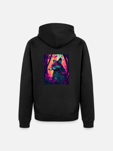 Funky Forest Fox - Unisex Premium Organic Zip Hoodie - black