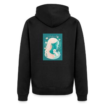 Embrace: Pastel Peach Lovers in Nature - Unisex Premium Organic Zip Hoodie - black - Back - Nico (187cm)