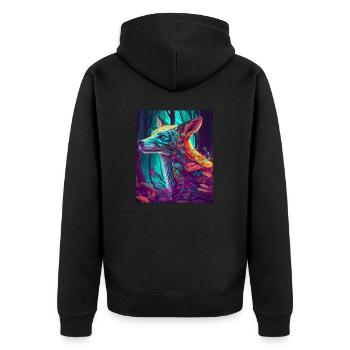 Little fox in the neon-colored sea of leaves - Unisex Premium Organic Zip Hoodie - black - Back - Nico (187cm)