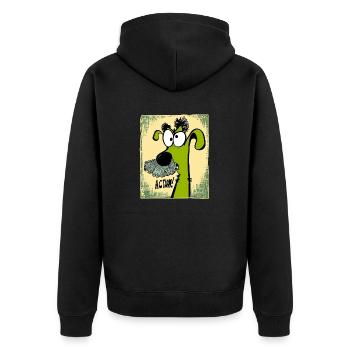 Chien directeur fou et drôle en action - Veste à capuche bio Premium Unisexe - noir - Dos - Nico (187cm)