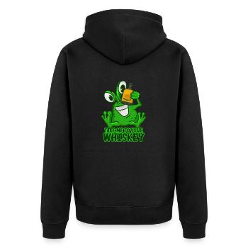Take Me To Your Whiskey T-Shirt Funny Space Green - Unisex Premium Organic Zip Hoodie - black - Back - Nico (187cm)