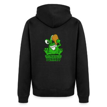 Take Me To Your Turkey T-Shirt Drôle Vert Espace - Veste à capuche bio Premium Unisexe - noir - Dos - Nico (187cm)