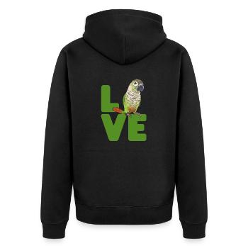 Molinasittich Papagei Vogel Sittich - Unisex Premium Bio Zip Hoodie - Schwarz - Hinten - Nico (187cm)