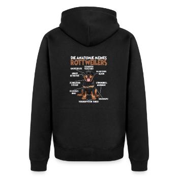 Lustiges Rottweiler Gassi T für Hundehalter Hunde - Unisex Premium Bio Zip Hoodie - Schwarz - Hinten - Nico (187cm)