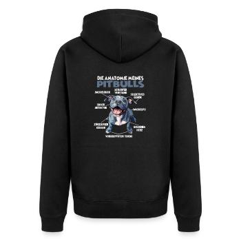 Witzig American Staffordshire Hundehalter Pitbull - Unisex Premium Bio Zip Hoodie - Schwarz - Hinten - Nico (187cm)
