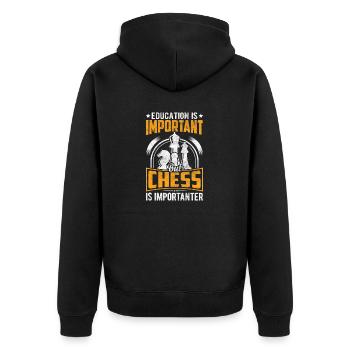 Schachspieler Lustiges Schachmatt Ritter Schachbrett - Unisex Premium Bio Zip Hoodie - Schwarz - Hinten - Nico (187cm)