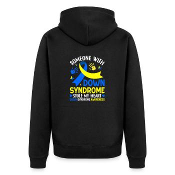 Quelqu’un atteint du syndrome de Down a volé mon cœur drôle - Veste à capuche bio Premium Unisexe - noir - Dos - Nico (187cm)