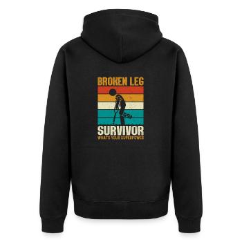 Gebrochenes Bein Knöchelchirurgie Genesung Gebrochenes Bein - Unisex Premium Bio Zip Hoodie - Schwarz - Hinten - Nico (187cm)